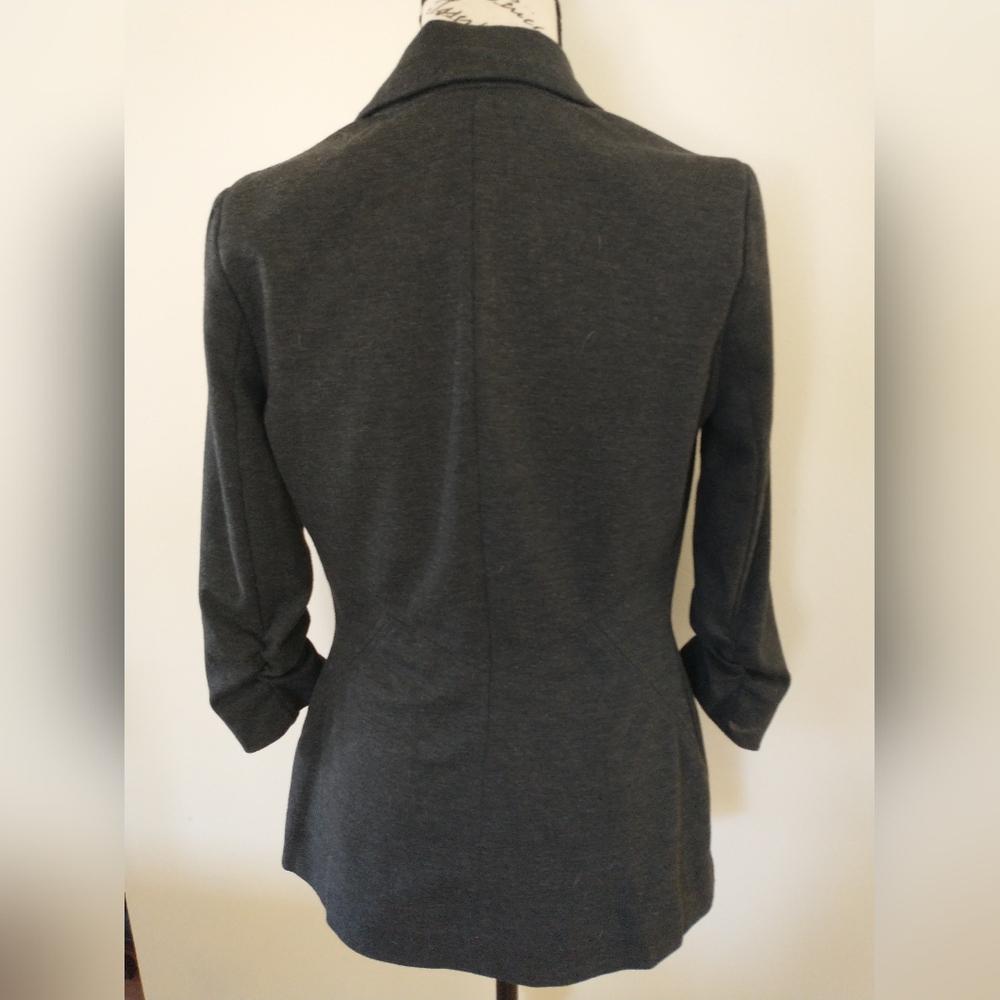 Ricki's Women Charcoal Grey Ruched 3/4 Sleeve Knit Blazer Jacket XS - Picture 7 of 7